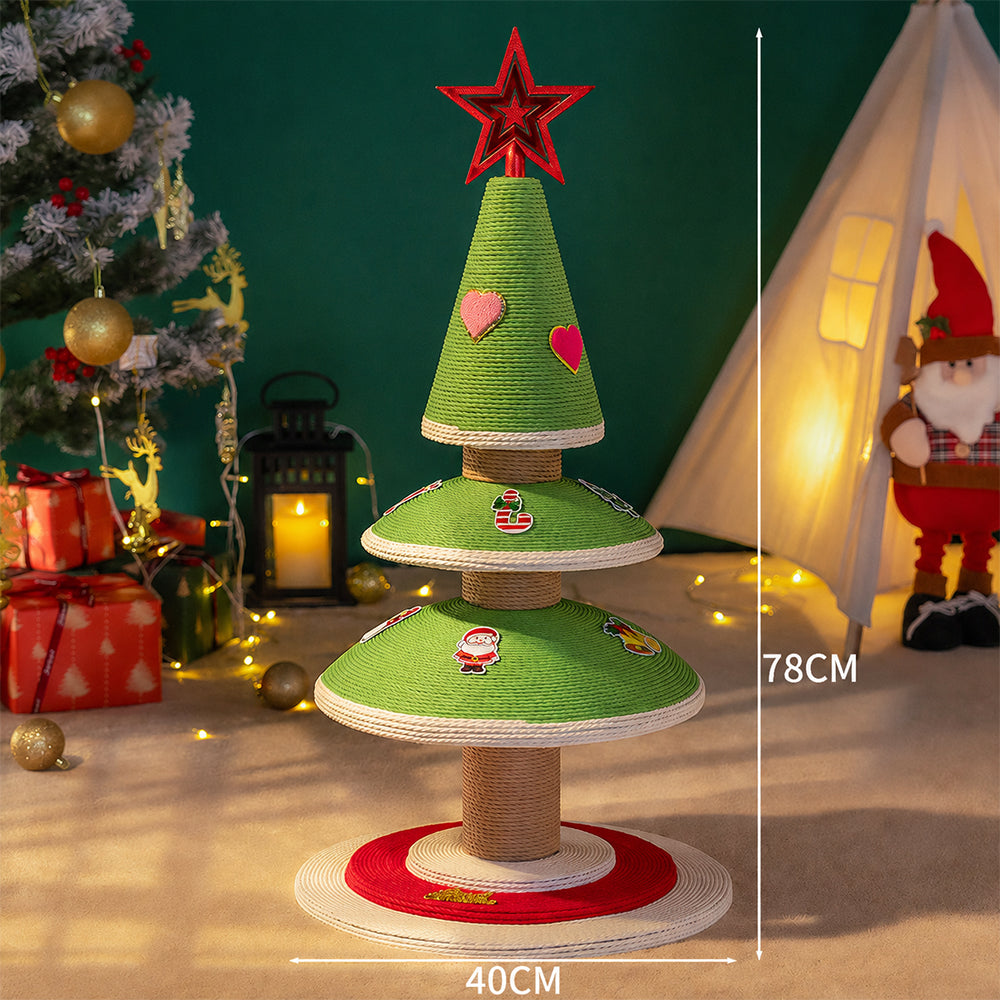 Christmas Cat Tree with Bed & Sisal Scratching Post