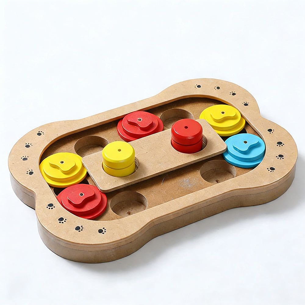 Interactive Treat Enrichment Wooden Dog Puzzle Toy