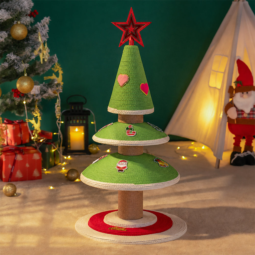 Christmas Cat Tree with Bed & Sisal Scratching Post