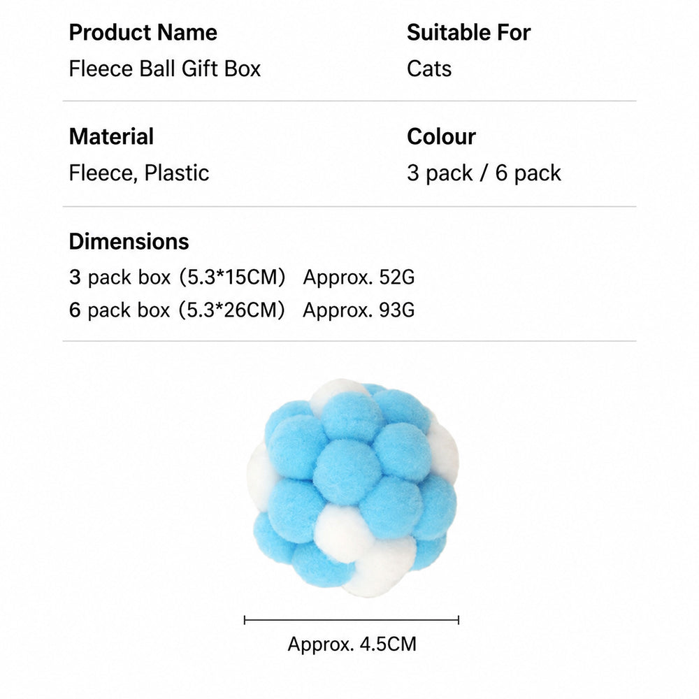 Cat Toy Balls – Interactive Self-Play Chew Toy Set (6 Pack, Random Colour)