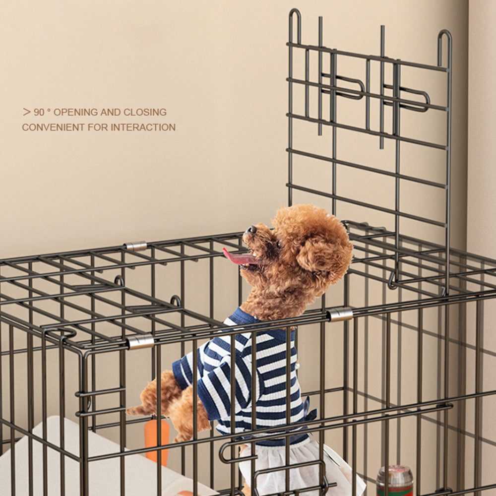 Double Door Multi-Function Pet Crate with Tray & Pad 70x50x60cm