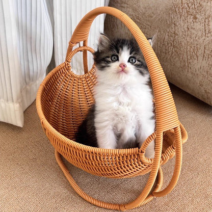 Swing Basket Cat Cradle Bed - Woven-Style Hanging Cat Lounger