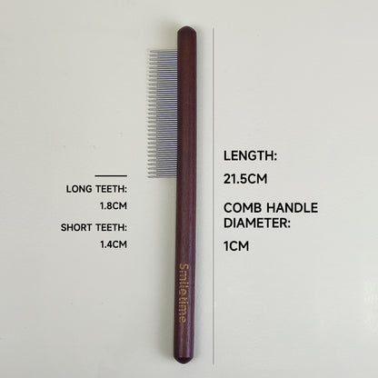 SMILE TIME Artisan Steel Solid Wood Pet Comb 21.5cm