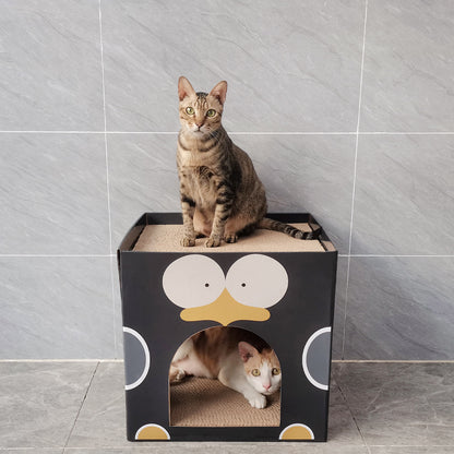 ZODIAC Square black penguin-shaped Cat Scratcher 40x40x40cm