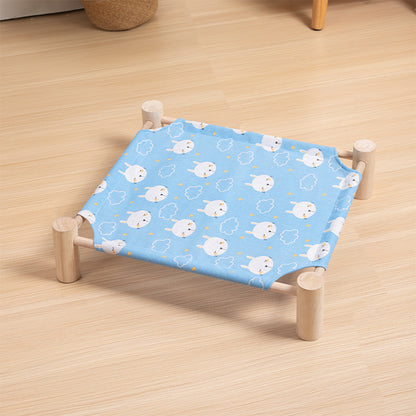 Wooden Raised Pet Bed Removable Washable Fabric All Season Large