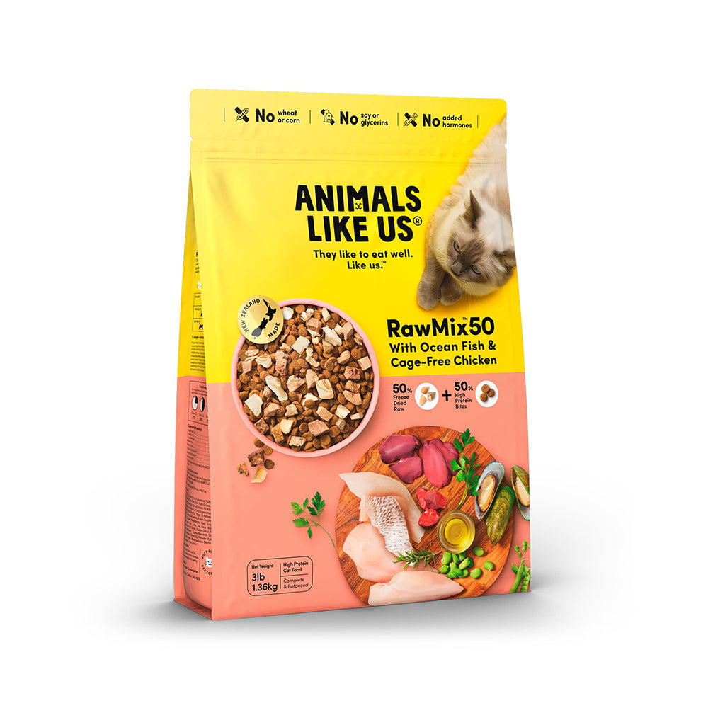 ANIMALS LIKE US Raw Mix 50 Ocean Fish & Cage Free Chicken Cat Food 1.36kg