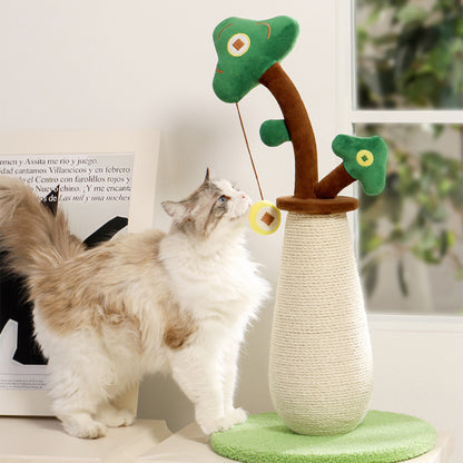 Tree-Shaped Sisal Cat Scratching Post with Hanging Toy