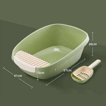Large Open Cat Litter Box with Removable Wide Step
