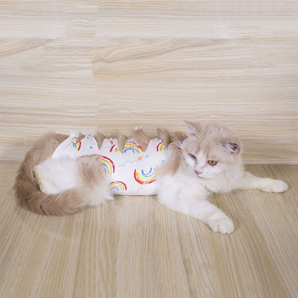 Rainbow Pattern Cat Post-Surgery Suit