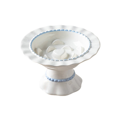 Ceramic Slow Feeder Pet Bowl – Anti-Gulping Scalloped Edge (Random Style 1pcs)