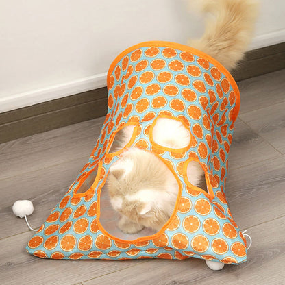 Cat Tunnel Toy – Foldable Crinkle Interactive Multi-Hole Play Tunnel