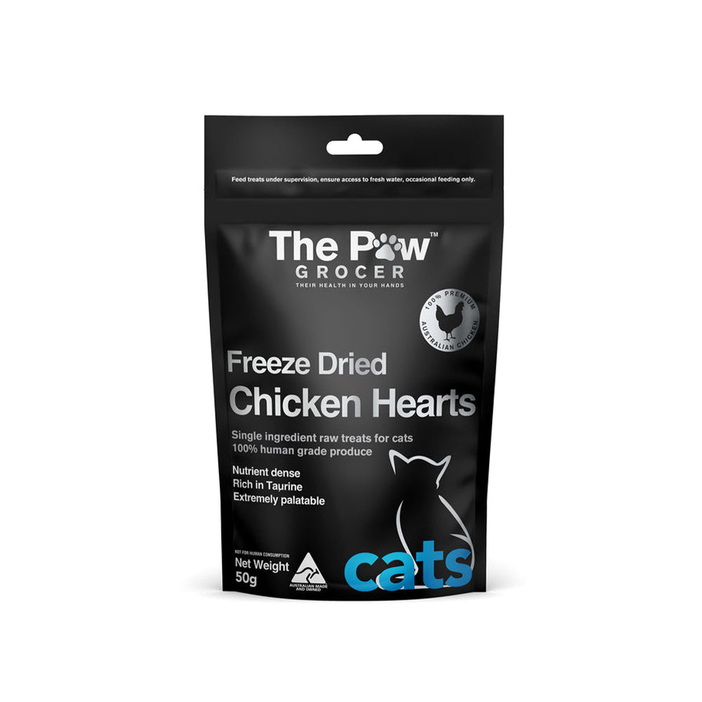 THE PAW GROCER Chicken Hearts Freeze Dried Cat Treats 50g