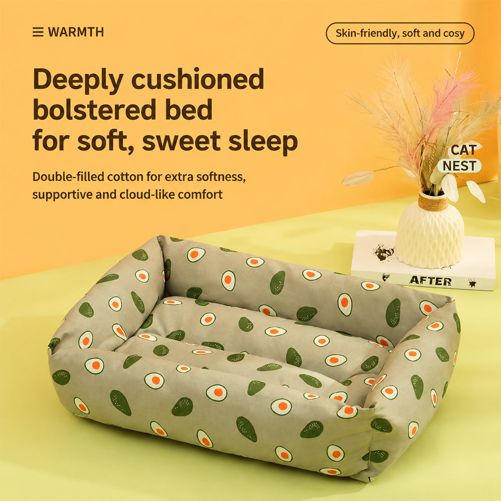 Pet Bed Bolster Square Removable Washable