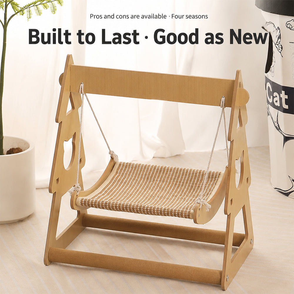Pet Hammock Swing Bed Wooden Double Layer