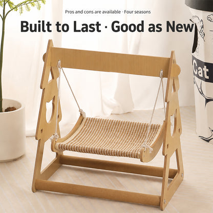Pet Hammock Swing Bed Wooden Double Layer