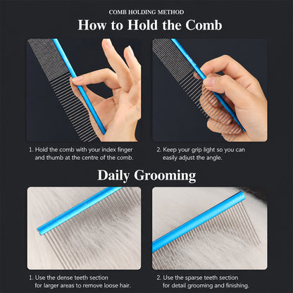 Pet Steel Comb Grooming Detangling Fine Tooth