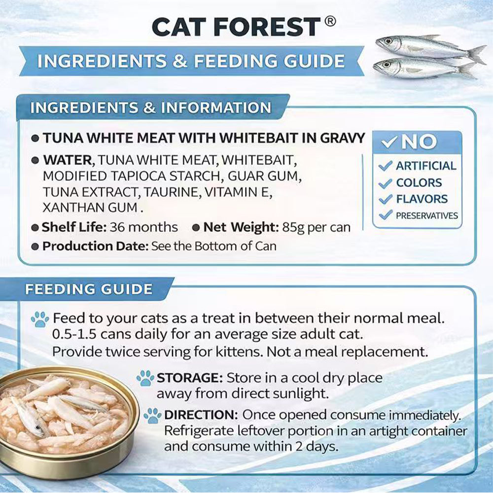 CAT FOREST Classic Tuna White Meat with Whitebait in Gravy Canned Cat Food