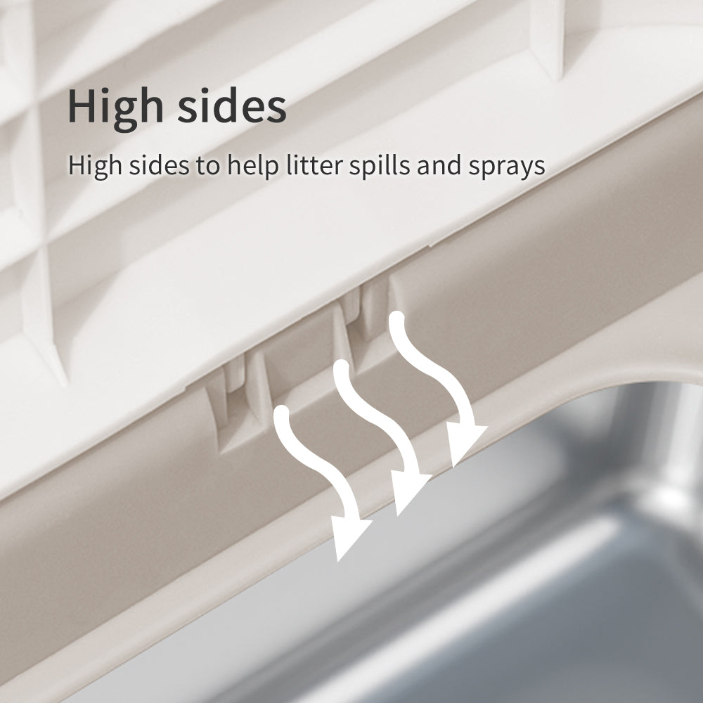 PAKEWAY Foldable Enclosed Cat Litter Box with Stainless Steel Tray 54.2x42.2x38cm