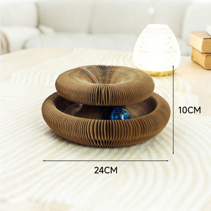 Pink Foldable Accordion Cat Scratcher – Magnetic Corrugated Cardboard Toy
