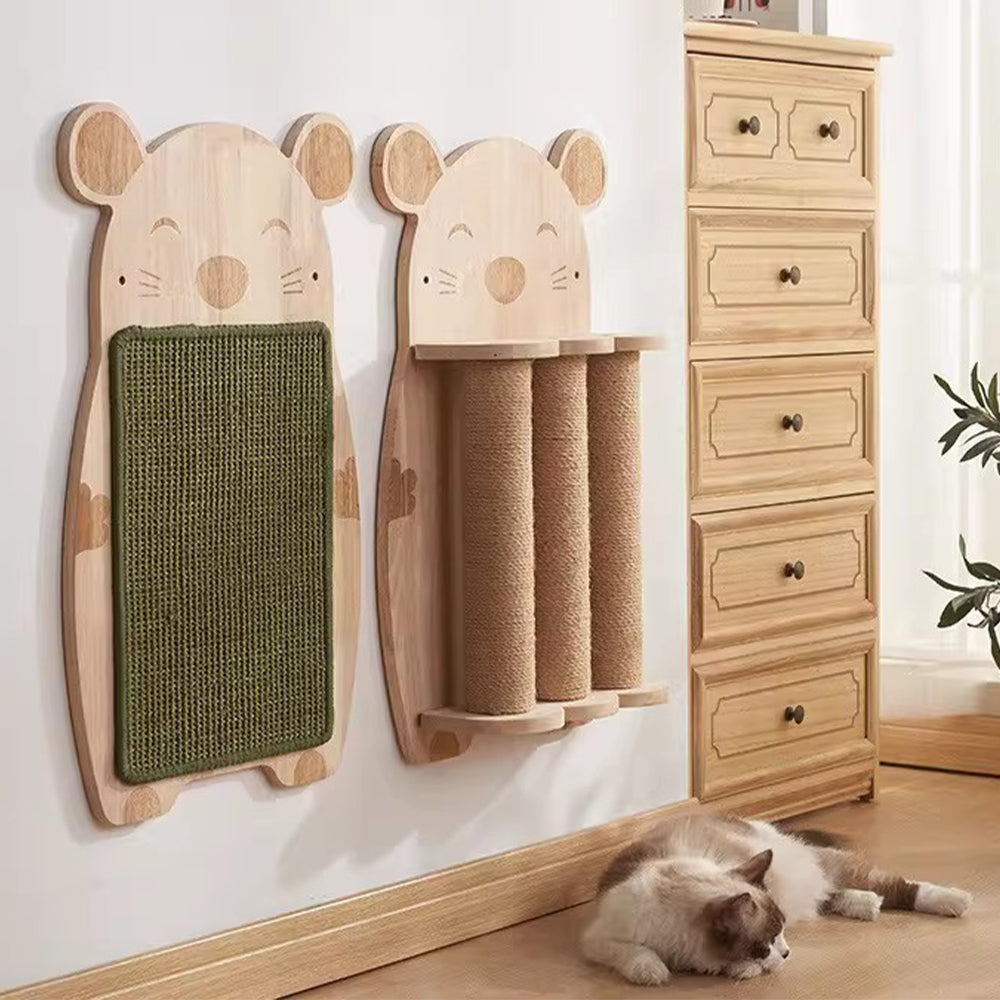 Wooden Sisal Cat Scratching Post – Durable, Wall-Friendly Design