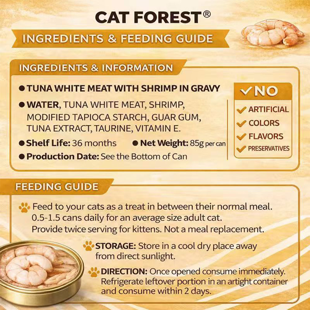 CAT FOREST Premium Tuna White Meat with Shrimp in Gravy Canned Cat Food