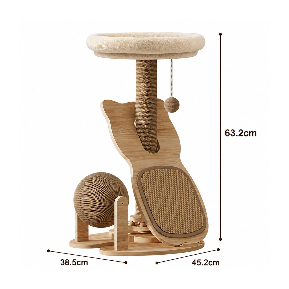 Small Cat Tree with Bed & Sisal Scratching Post