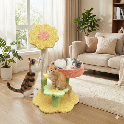 Sunflower Cat Tree with Scratching Posts
