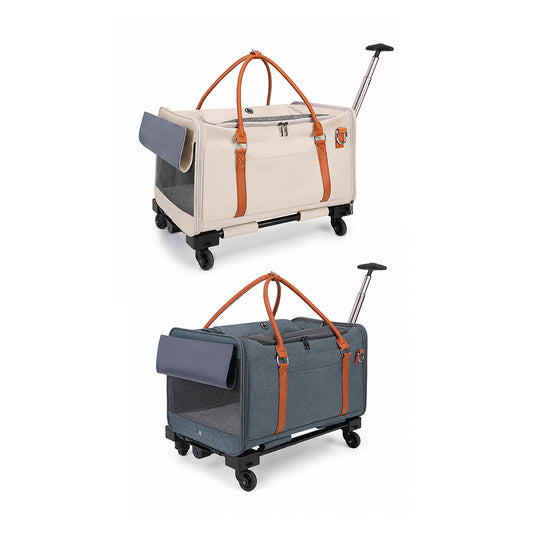 Large Capacity Rolling Pet Carrier Backpack for Cats and Dogs