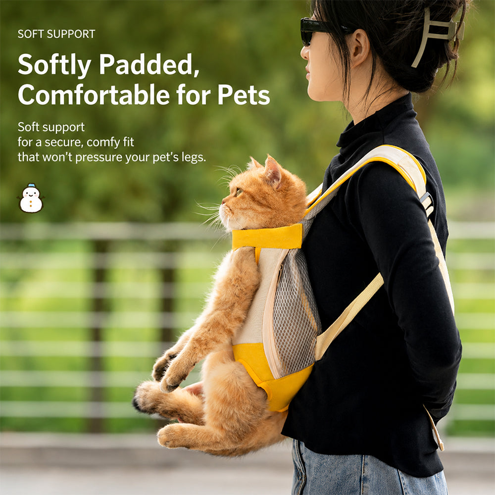 Pet Front Carrier Backpack Breathable Bear Yellow Medium