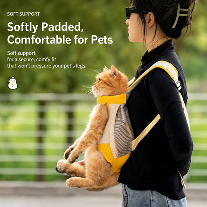 Pet Front Carrier Backpack Breathable Bear Yellow Medium