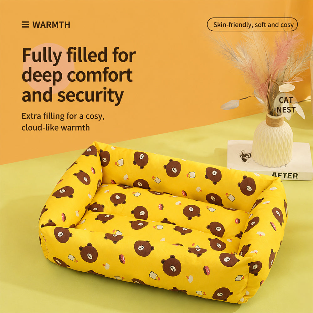 Pet Bed Bolster Square Removable Washable