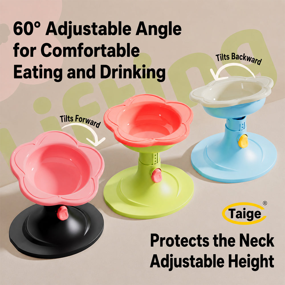 Adjustable Elevated Pet Bowl Ceramic Neck Support