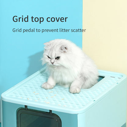 PAKEWAY Foldable Enclosed Cat Litter Box