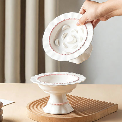 Ceramic Slow Feeder Pet Bowl – Anti-Gulping Scalloped Edge (Random Style 1pcs)