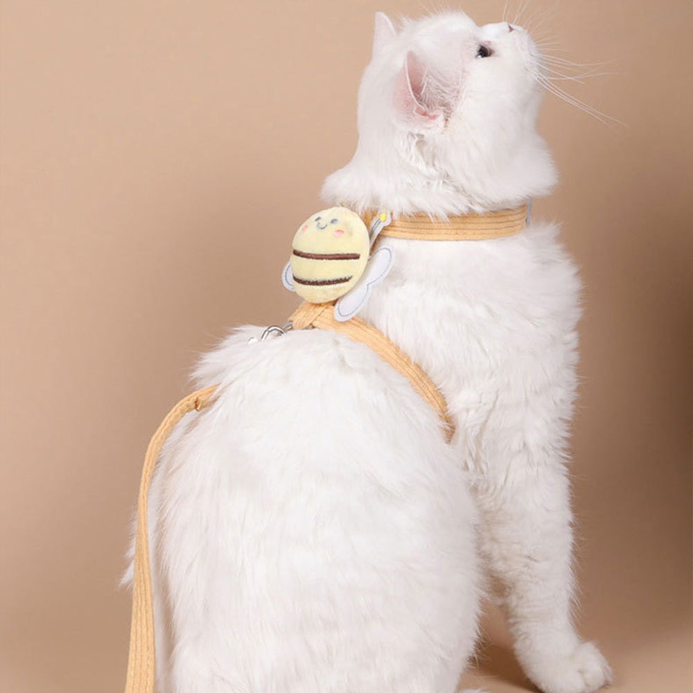 Cat Harness & Leash Set – Escape-Proof Adjustable Design | Yellow & Pink