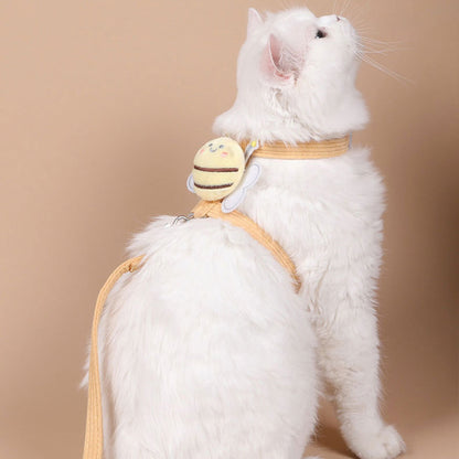Cat Harness & Leash Set – Escape-Proof Adjustable Design | Yellow & Pink