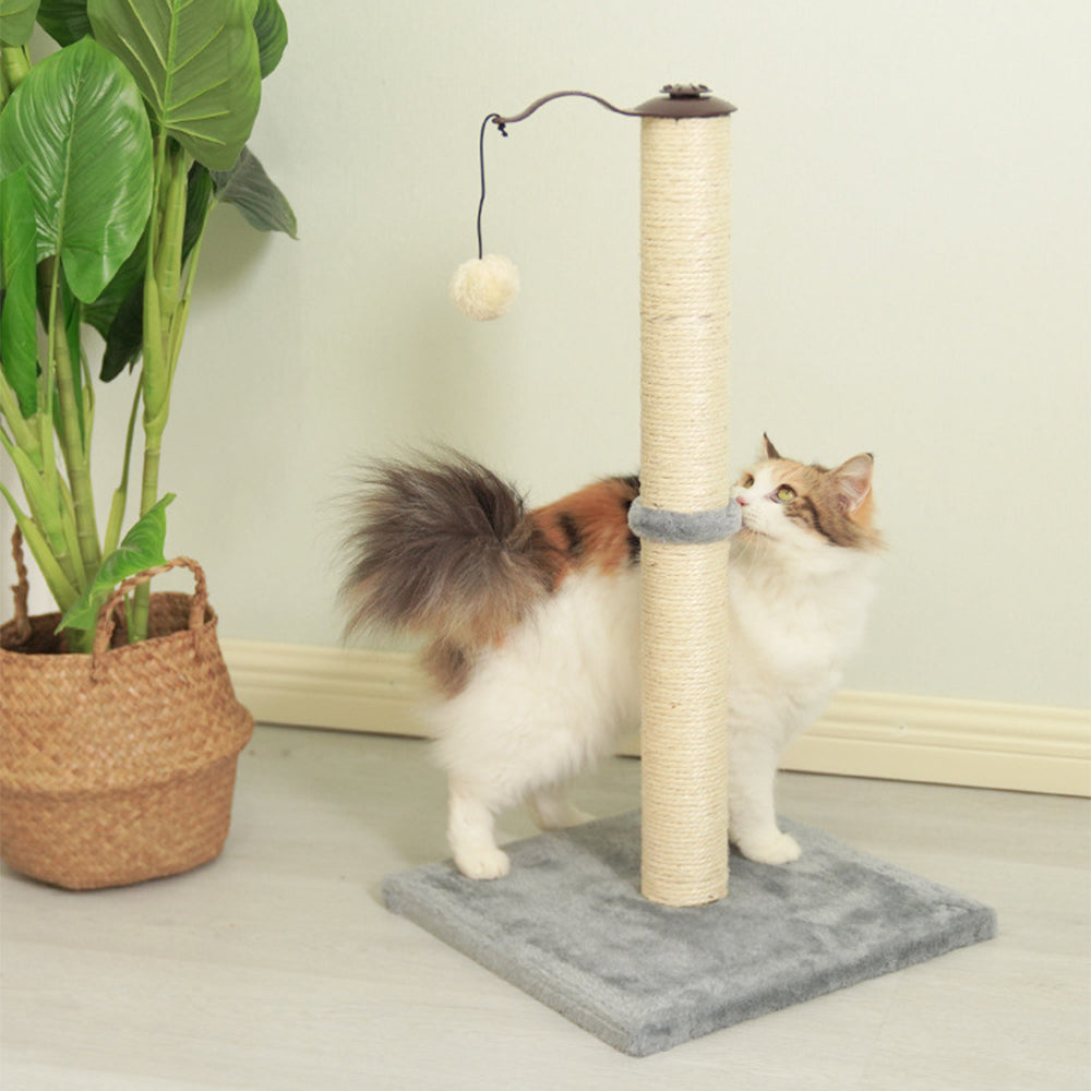 Sisal Cat Scratching Post with Hanging Toy – 67cm Single Post