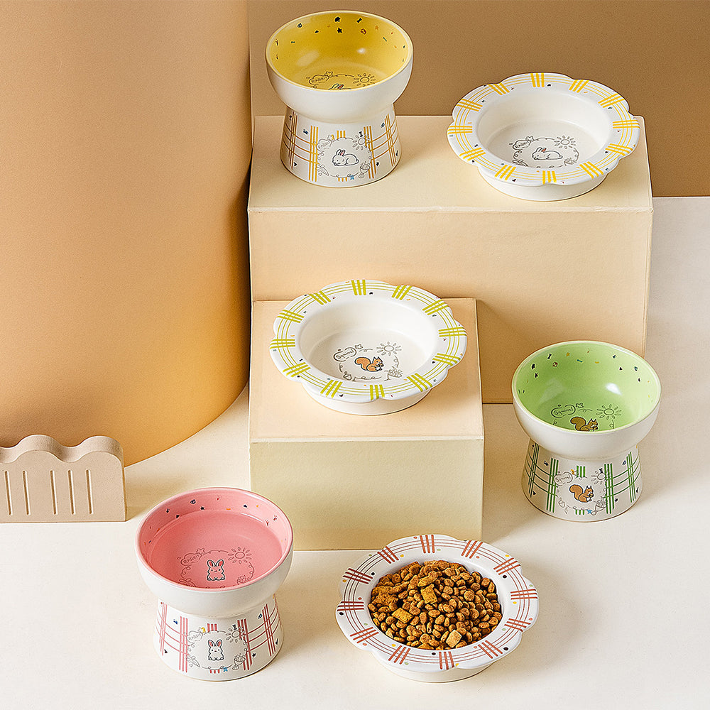 Elevated Ceramic Pet Bowl Anti Tip Neck Support