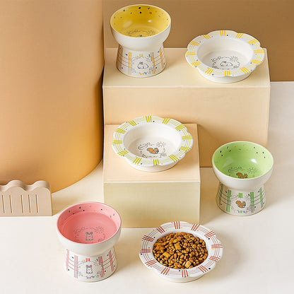 Elevated Ceramic Pet Bowl Anti Tip Neck Support