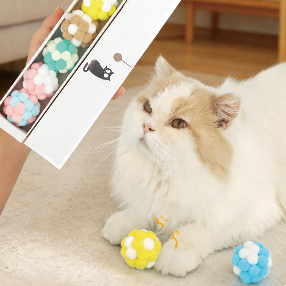 Cat Toy Balls – Interactive Self-Play Chew Toy Set (6 Pack, Random Colour)