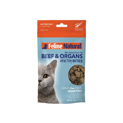 FELINE NATURAL Beef Healthy Bites Grain Free Cat Treats 50g