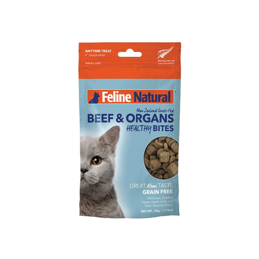 FELINE NATURAL Beef Healthy Bites Grain Free Cat Treats 50g
