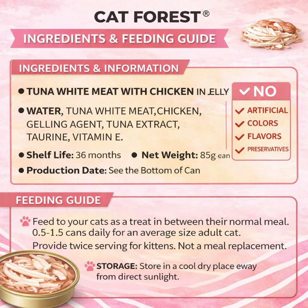 CAT FOREST Premium Tuna White Meat with Chicken in Jelly Canned Cat Food