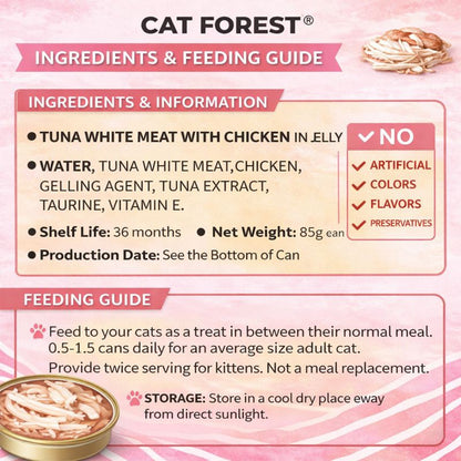 CAT FOREST Premium Tuna White Meat with Chicken in Jelly Canned Cat Food