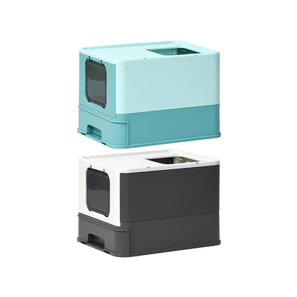 PAKEWAY Foldable Enclosed Cat Litter Box