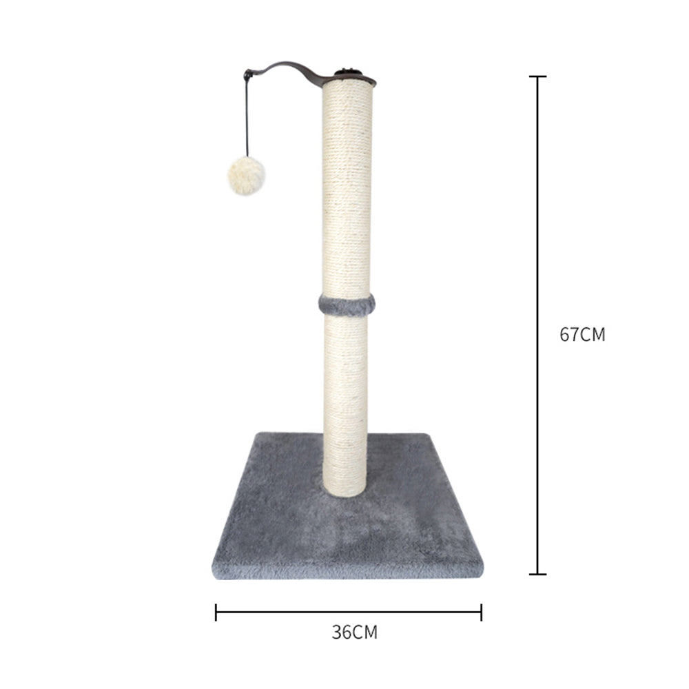 Sisal Cat Scratching Post with Hanging Toy – 67cm Single Post