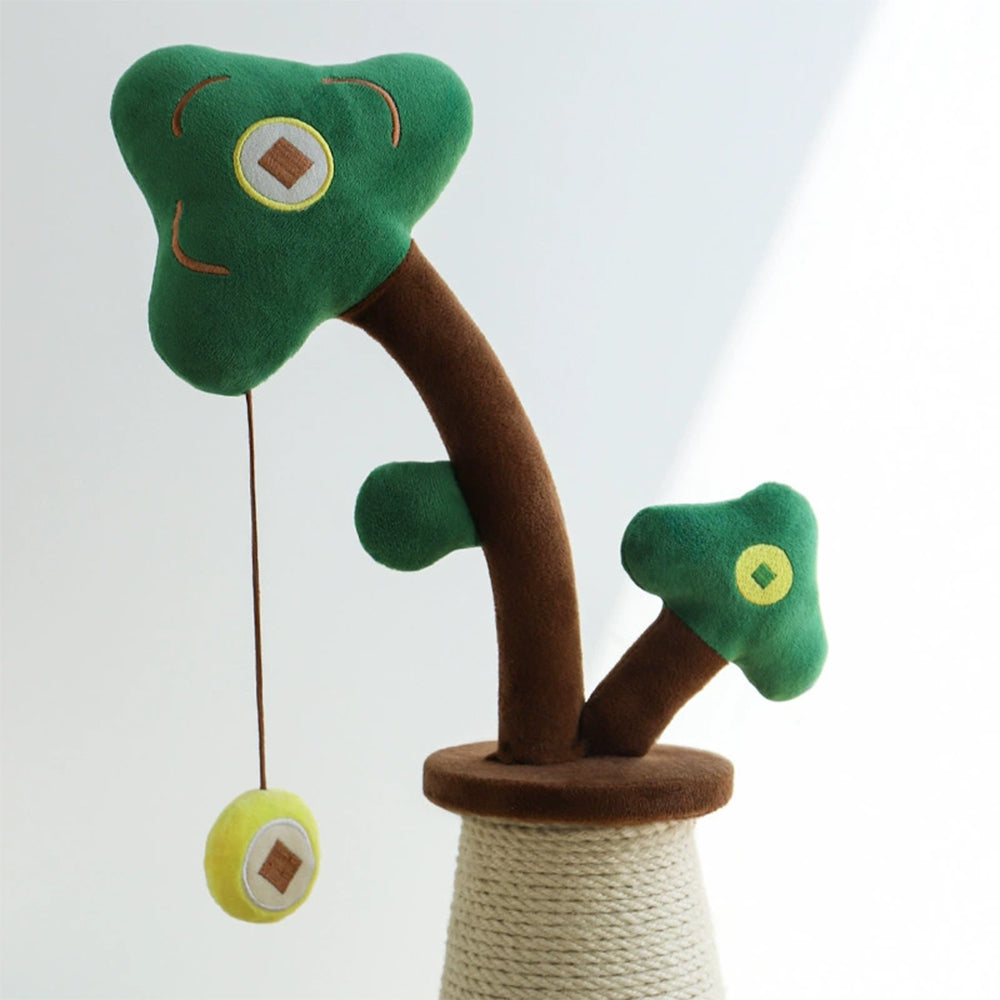Tree-Shaped Sisal Cat Scratching Post with Hanging Toy