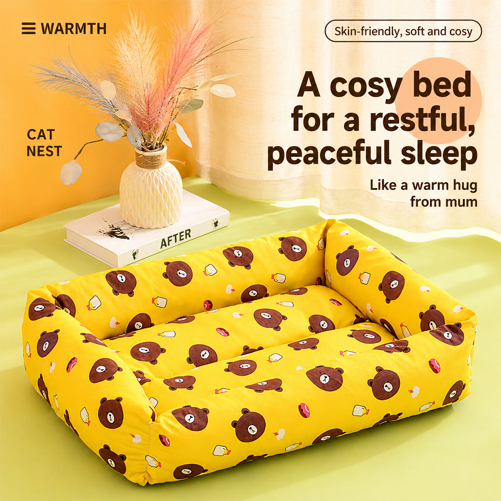 Pet Bed Bolster Square Removable Washable