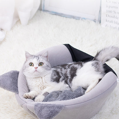 Enclosed Cat Bed House Cozy Warm Grey Large