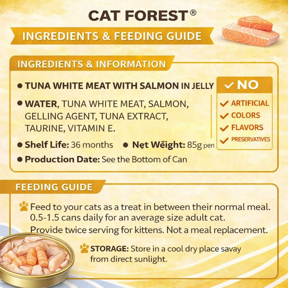 CAT FOREST Premium Tuna White Meat with Salmon in Jelly Canned Cat Food